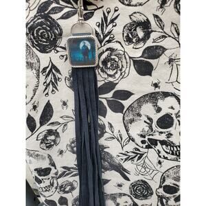 Handmade Halloween horror Leather Fringe purse bag charm keychain spooky vibes